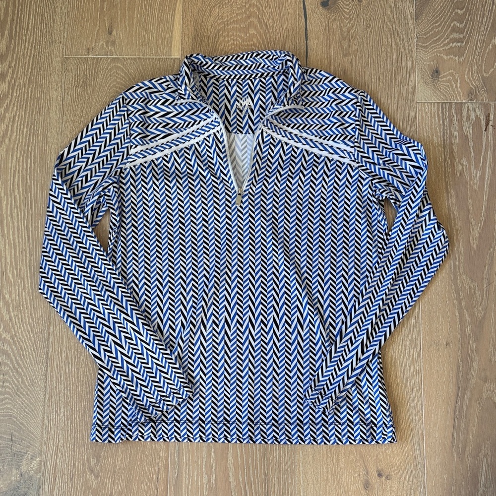 Tail Women's Chevron Blue Quarter Zip Top Golf Size Small